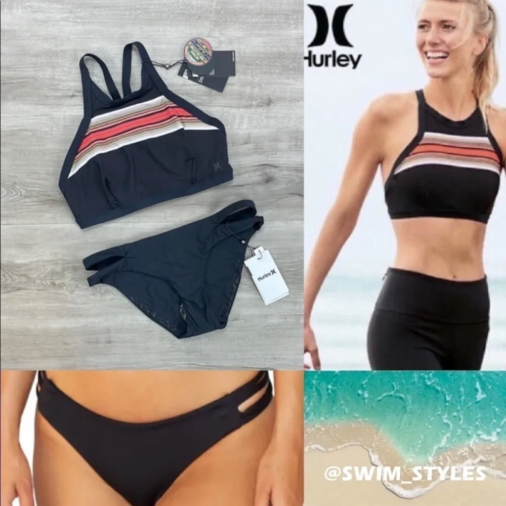 ☀️HURLEY☀️ PEND ACAD HIGH NECK Q/D BIKINI SET
